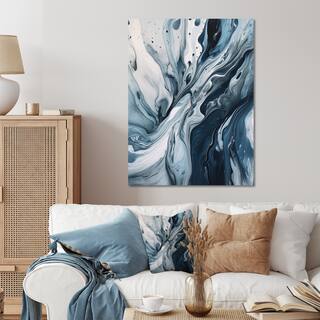 Designart "Blue And Grey Ethereal Elixir III" Abstract Shapes Metal Wall Art