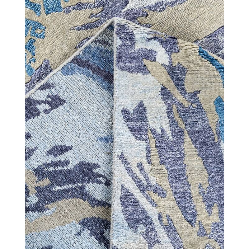 Modern One-of-a-Kind Hand-Knotted Area Rug - Ivory, 9' 1" x 12' 0" - 9' 1" x 12' 0"
