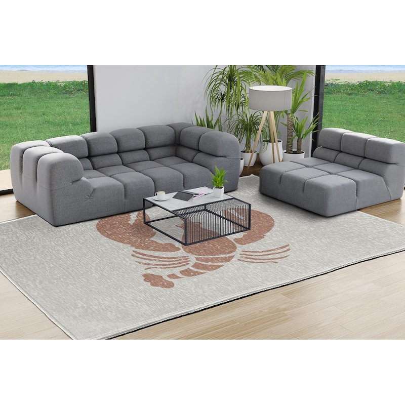 Lobster Nautical Chenille Rug
