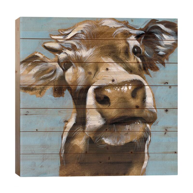 Cow Kisses I Print On Wood by Jennifer Paxton Parker - Multi-Color - 26x26x1.5