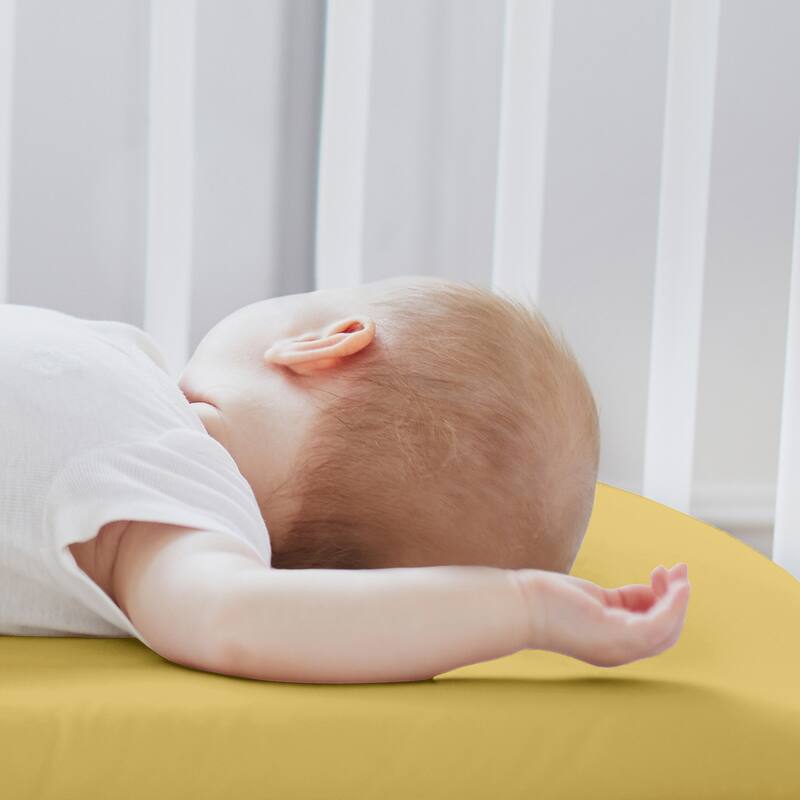 Sweet Jojo Designs White and Yellow Boho Sun Boy, Girl, Unisex/Gender Neutral 2 Pack Baby Bassinet Fitted Sheets - Solid Mustard