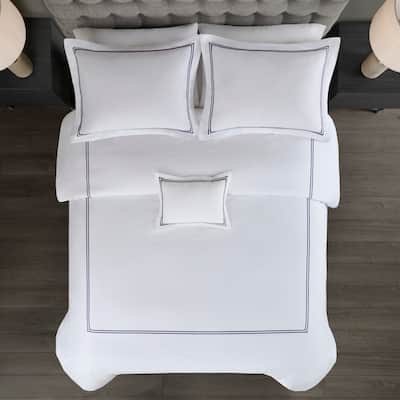 Madison Park Signature 500 Thread Count Luxury Collection 100% Cotton Sateen Embroidered Duvet Cover Set