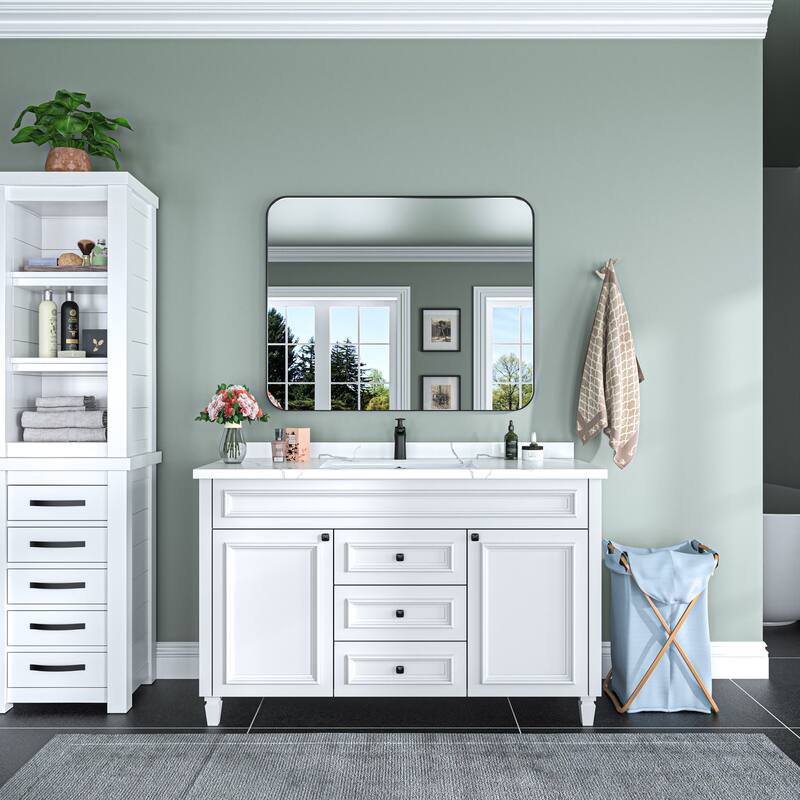 TOOLKISS Aluminum Alloy Round & Right Angle Frame Vanity Mirror