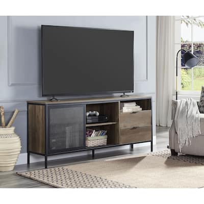 Oak Industrial Style 63" TV Stand with Storage Drawers and Shelf for TVs Up to 60"