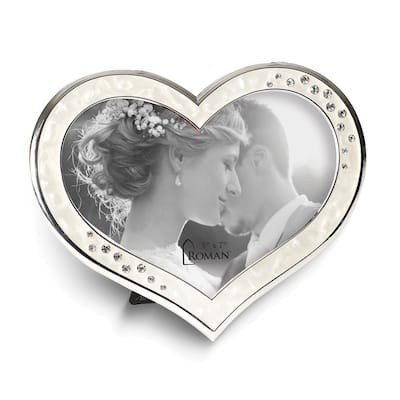 Curata Ivory Enameled Crystal Heart 5x7 Photo Frame