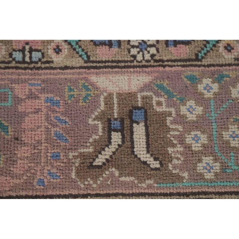 Hand Knotted Oriental 100% Wool Carpet Traditional Floral Pink Tabriz Area Rug - 9' 10'' X 6' 7''