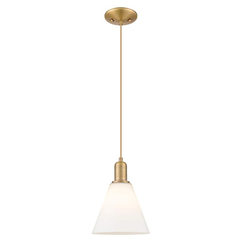 Innovations Lighting Endless Possibilities Arcadia - Berkshire Glass - 1 Light 8" Cord Hung Mini Pendant - Brushed Brass/Matte White