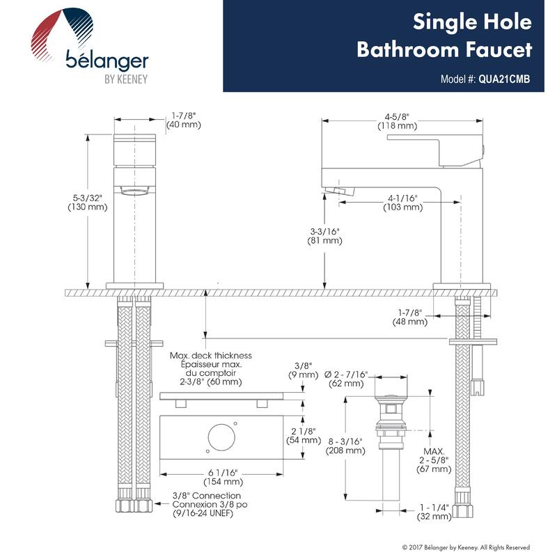 Belanger Single Handle Bathroom Faucet with Drain, Matte Black