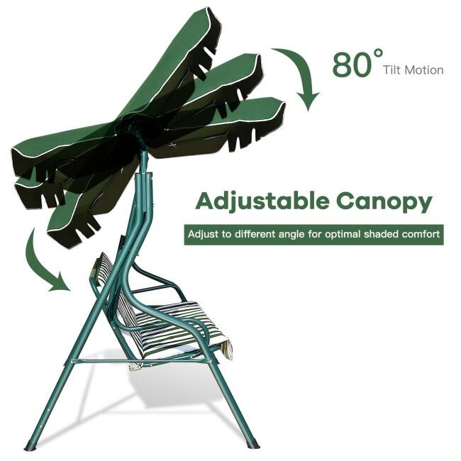 3 Seat Outdoor Patio Canopy Swing with Cushioned Steel Frame - 67.5" x 43.3" x 60.5"(L x W x H)