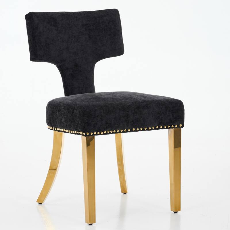 Roomfitters Mid-Century Modern Dining Chairs Set of 2, Chenille Upholstered Curved Back Accent Chairs