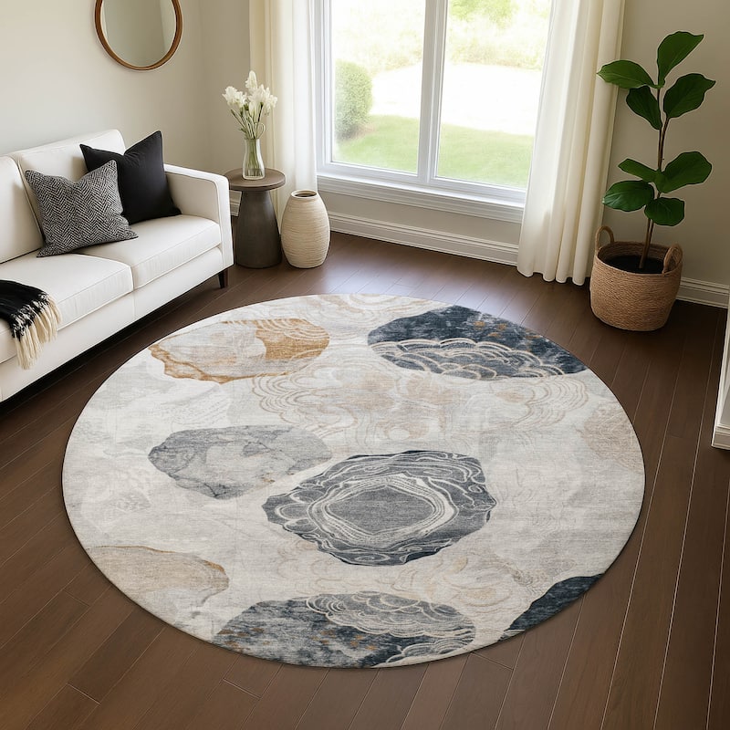 Premium Washable Super Soft Abstract Imprints Mayfield Rug - Gray - 8' x 8'