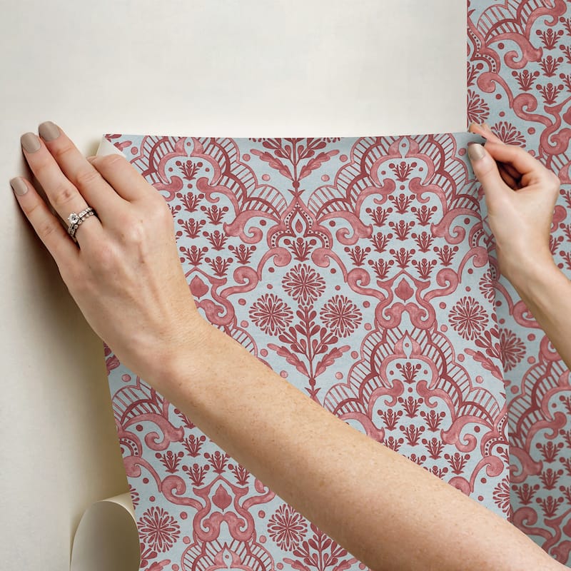 NuWallpaper Brownstone Boys Brownstone Blooms Brick and Sky Peel and Stick Wallpaper - N/A