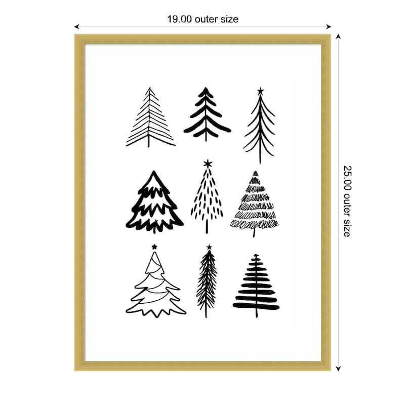 Christmas Trees 3 by Kristina N. Wood Framed Wall Art Print - 19 x 25 in