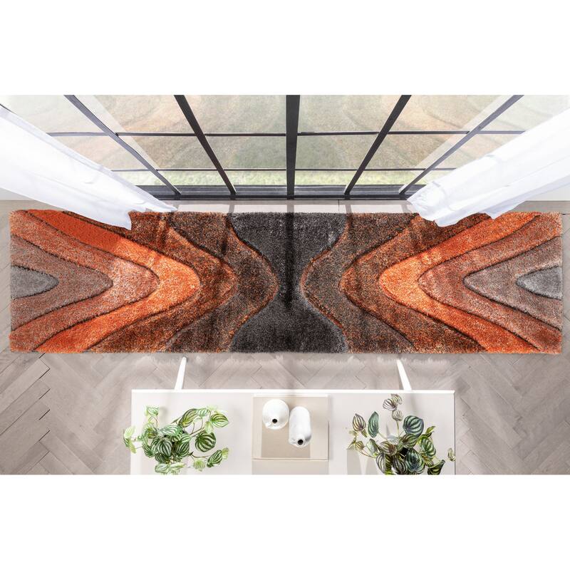 Well Woven San Francisco Luz Geometric Modern Carved Shag Area Rug