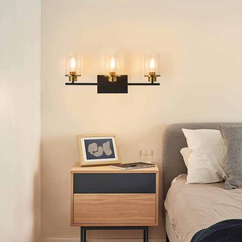 Starsky 3-Lights 23in Dimmable Bathroom Vanity Light Modern Wall Sconce Lighting with Glass Shade