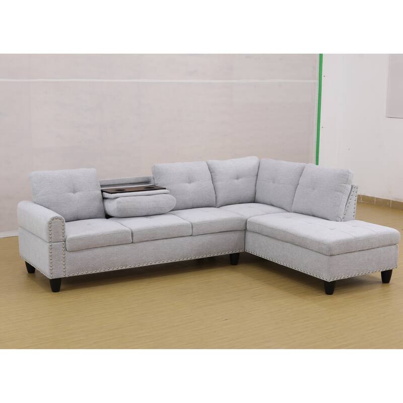 KISRAIS 97.5" Wide 2-Piece Upholstered Sectional Sofa Set for Small Space