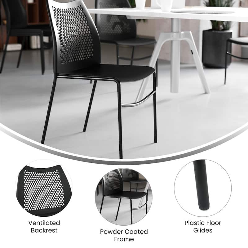 5 Pack Stackable Chair with Vented Back and Waterfall Seat - 17.75"W x 21.5"D x 32"H