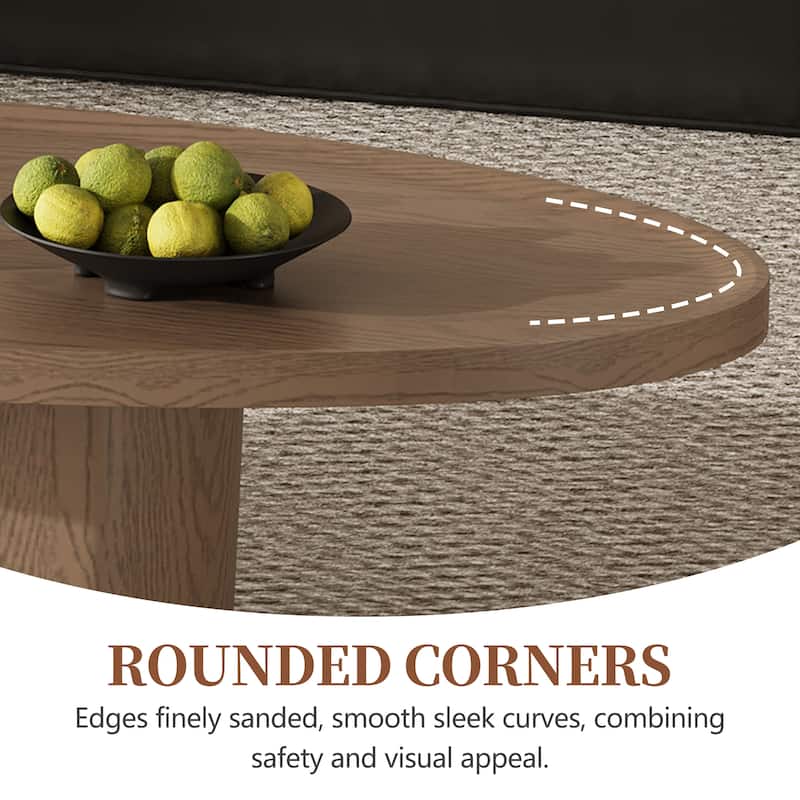 Mid Century Round Brown Solid Wood Coffee Table Set of 2, Solid wood Veneer