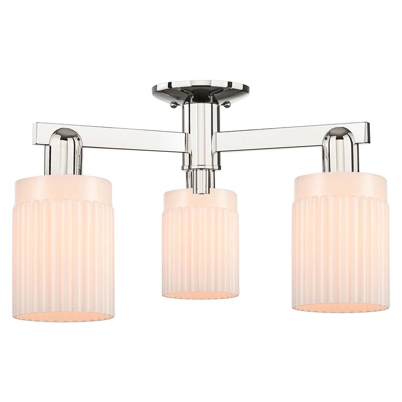 Innovations Lighting Endless Possibilities Arcadia - Hadley - 3 Light 22" Semi-Flush Mount - Polished Nickel/Matte White