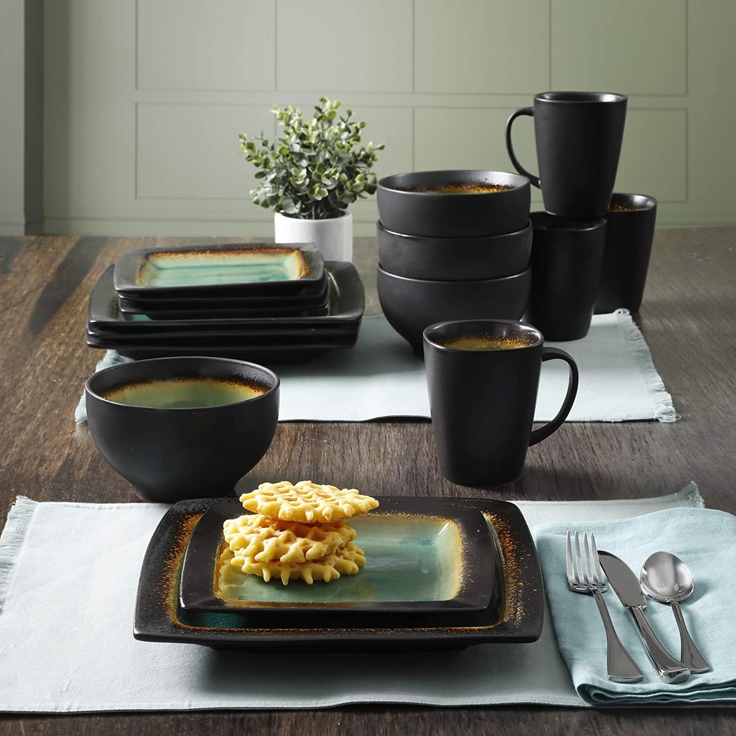 Gibson Elite Square Dinnerware Sets Gibson Elite Ocean Paradise 16