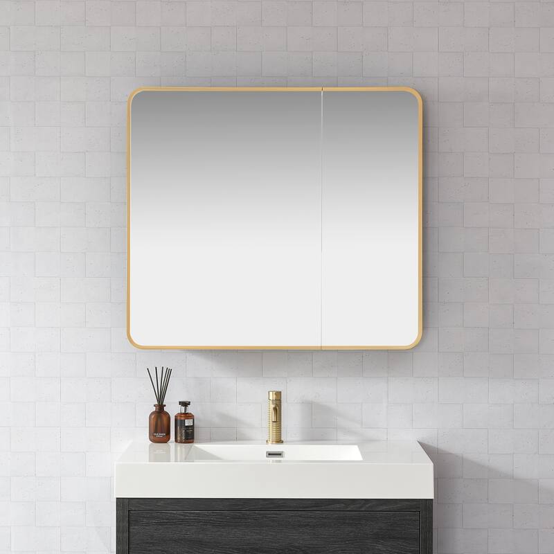 Talayuela Rectangular Aluminum Framed Medicine Cabinet with Mirror