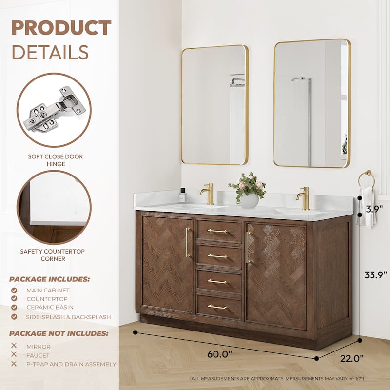 Jakarta Bath Vanity with Quartz Stone Top without Mirror