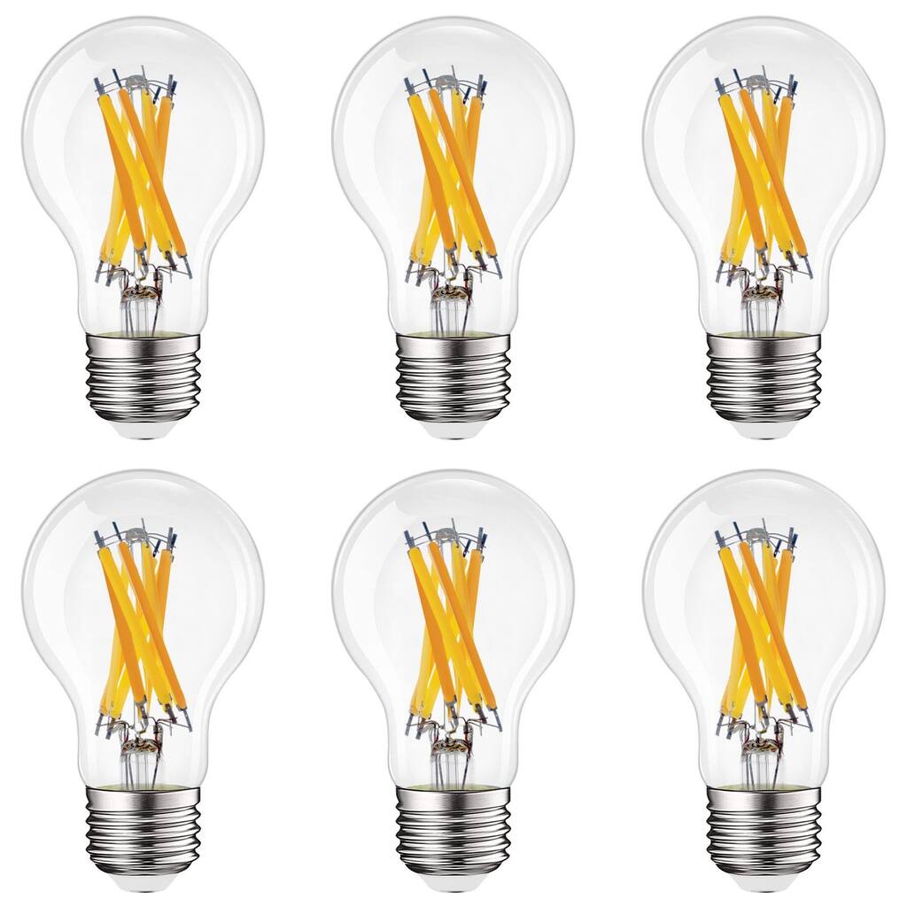 LUXRITE Vintage A19 LED Light Bulb 9.5W=75W Equivalent, 4CCT 1050LM, Dimmable Edison Bulbs, E26 Base, ETL 6 Pack