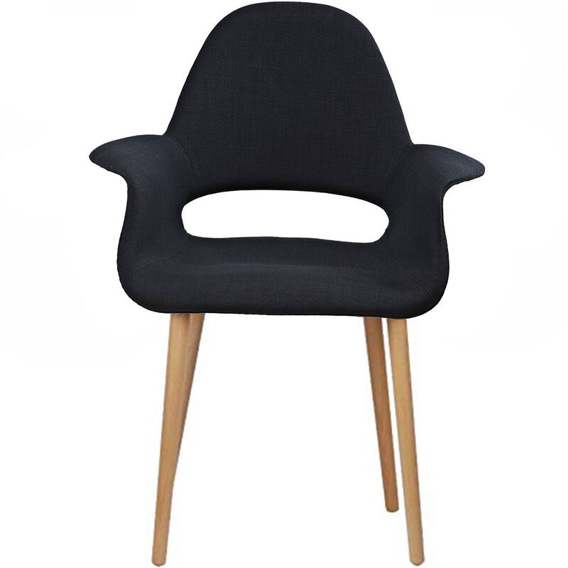 Organic Upholstered Fabric Modern Armchair with Natural Wooden Legs for Dining Room Office or Accent Lounge Side Chair