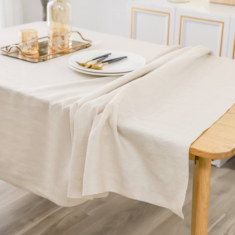 DriftAway 100 Percent Pure Linen Rectangle Decorative Table Cloth