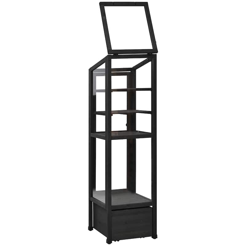 62.4"H Wood Garden Greenhouse w/ Movable Storage,Adjustable Shelves