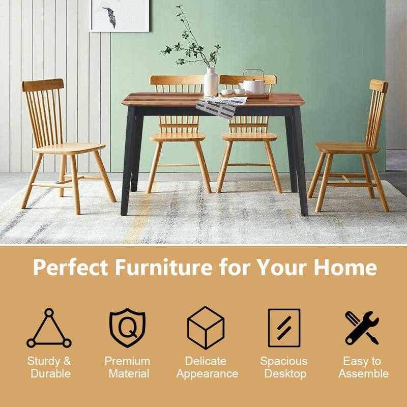 Gymax Mid Century Modern Rectangular Dining Room Table w/ Solid Wooden - See Details