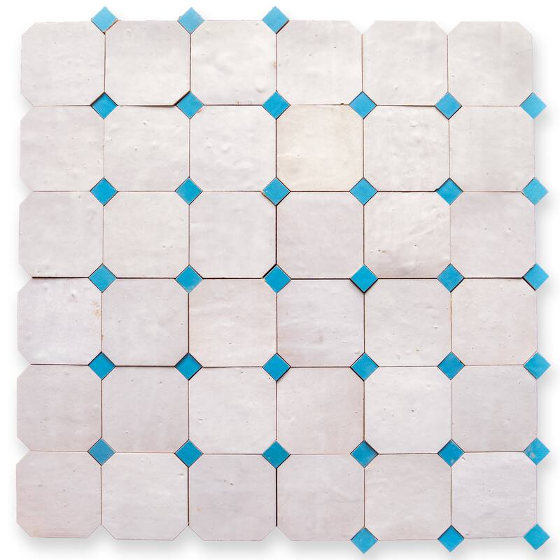 Contemporary Zellige Panels, 12" X 12" X 1/2", White-Skylight Accents - Set of 8 tiles