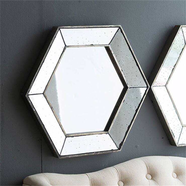Hexagon Wall Mirror with Traditional Silver Finish Bed Bath & Beyond