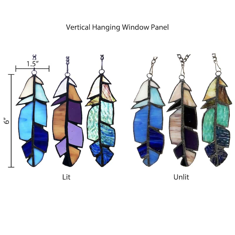 River of Goods 6"H Set-of-3 Virtues of a Feather Stained Glass Window Panel Accents