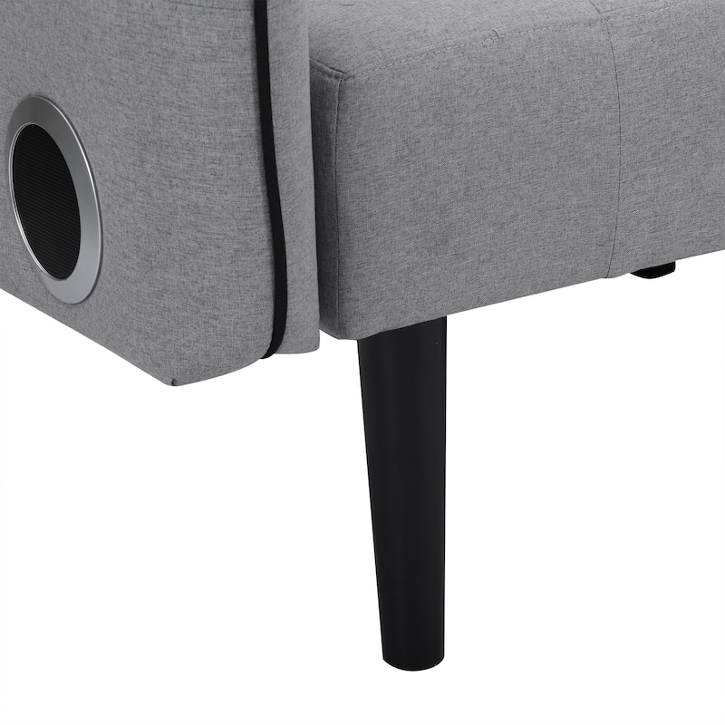 Convertible Sofa Bed with Wireless Audio Transmission, Linen Lounge Sofa Bed with 2 Speakers, Love Seat Couches