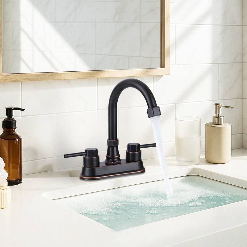 WOWOW 4-inch Dual Handle Bathroom Sink Faucet in Modern
