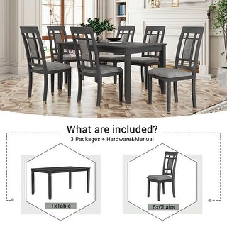 Farmhouse 7-Piece Wooden Dining Table Set Rectangular Dining Table and ...