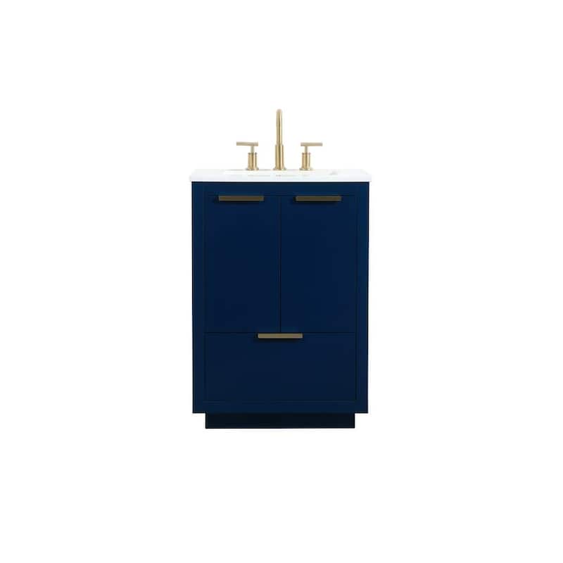 Elegant Lighting VF19424 Blake 24" Free Standing Single Basin Vanity - Blue - Painted
