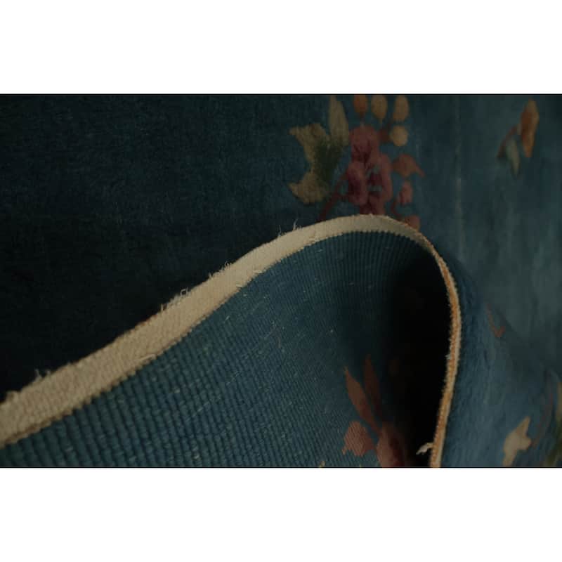 Hand Knotted Oriental 100% Wool Carpet Traditional Floral Green Art Deco Area Rug - 4' 11'' X 3' 1''