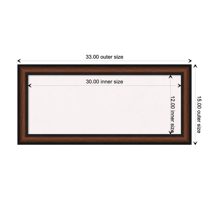 Yale Walnut Framed White Corkboard Bulletin Board - Board Size 30x12