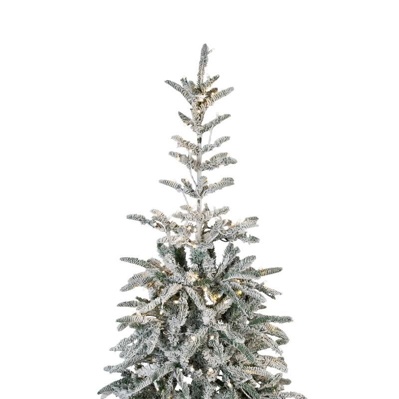 6.5' Flocked Slim Nordmann Fir Artificial Christmas Tree Clear LED - 6.5 Foot