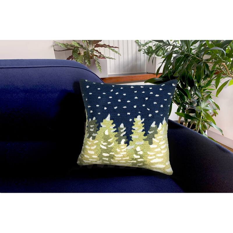 Liora Manne Let It Snow Indoor/Outdoor Pillow Midnight 18" Square
