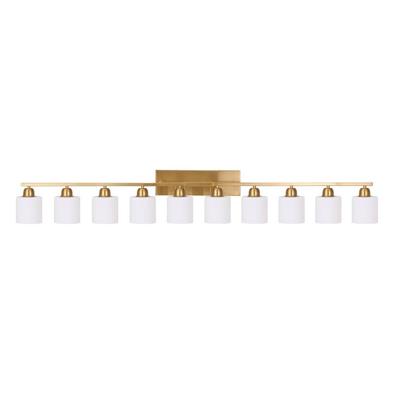 65" Gold Bathroom Vanity Light - Milky Glass - Wall Sconce for Bedroom, Hallway