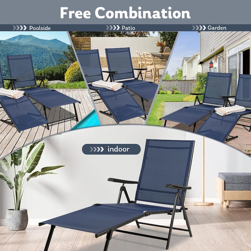 Set of 2 Zero Gravity Recliner Lounge Chairs with Cup Holders, Folding Patio Camping Beach Chairs for Outdoor Relaxation