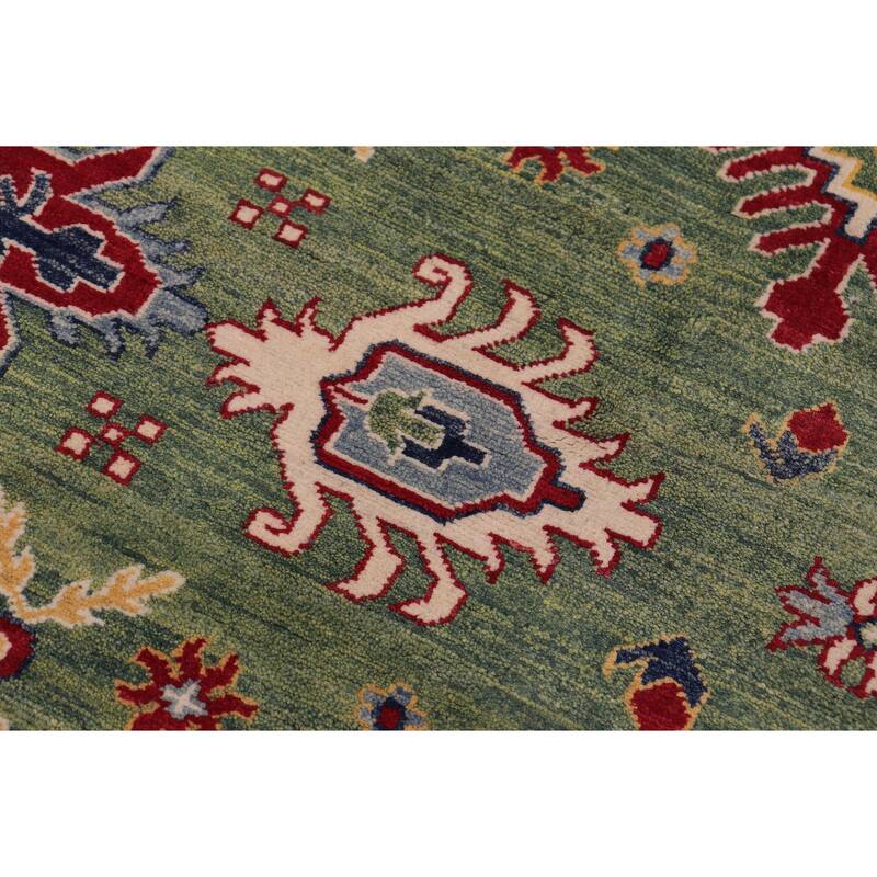 Tribal Kazak Yasmin Green/Beige Wool Rug - 8'3'' x 9'5''
