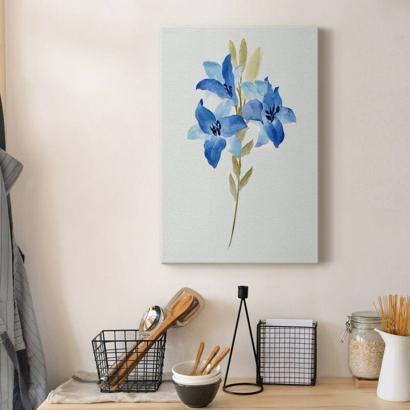 Blue Blossom Botanical III Premium Gallery Wrapped Canvas - Ready to Hang