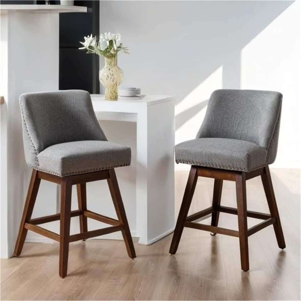 26'' H Counter Height Swivel, Upholstered Seat Bar Stools Set of 2