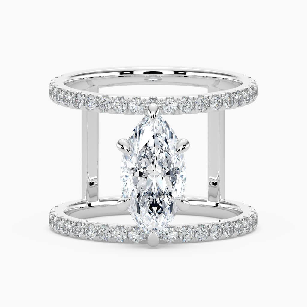 Auriya 14K Gold Lab Grown Diamond Marquise Open Double Band Engagement Ring 1.63 - 5.63ct. tw. (E-F, VS)