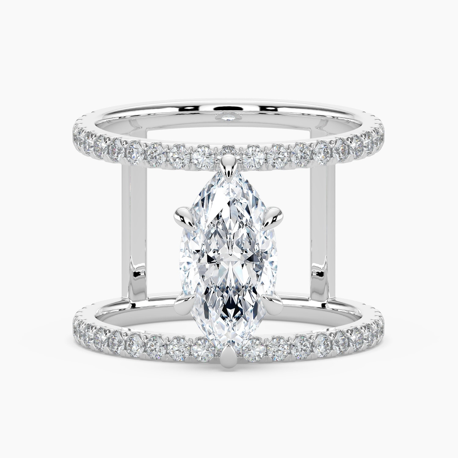 Auriya 14K Gold Lab Grown Diamond Marquise Open Double Band Engagement Ring 1.63 - 5.63ct. tw. (E-F, VS)
