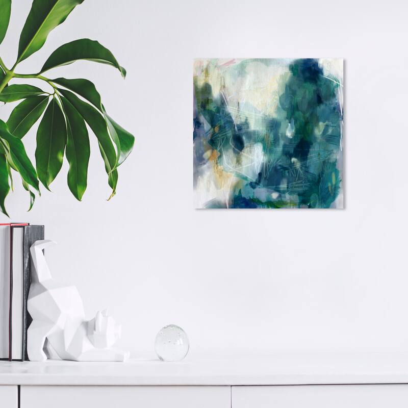 Wynwood Studio Canvas Abstract Rainy Garden Blue and Modern & Contemporary Wall Art Canvas Print - 12 x 12